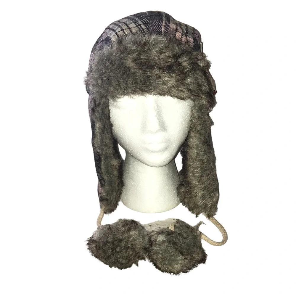 Rothco Plaid Faux Fur Cold Weather Winter Flyer’s Hat - NEW